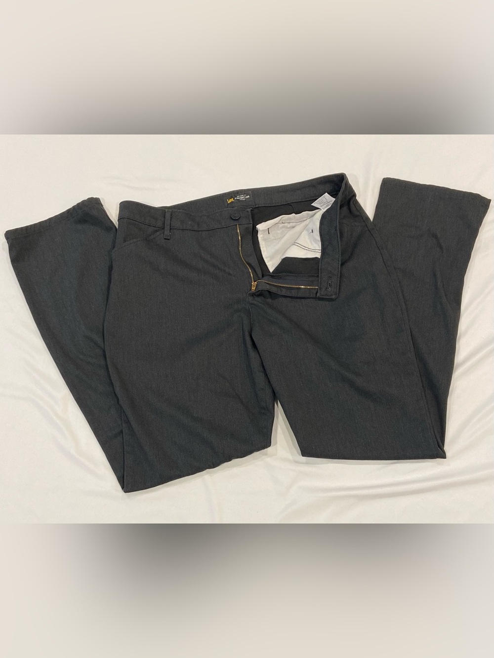 Lee Men's Dark Gray Dress Pants Mid Rise 32” Inseam Straight Leg